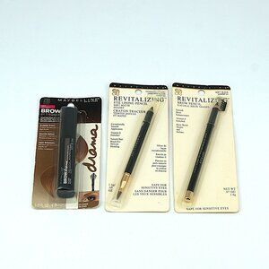 Maybelline Brow Drama Blonde + Eyeliner Charcoal + Brow Honey Brown Lot 3 NEW